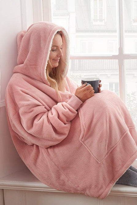 Oversized fluffy hoodie blanket discount
