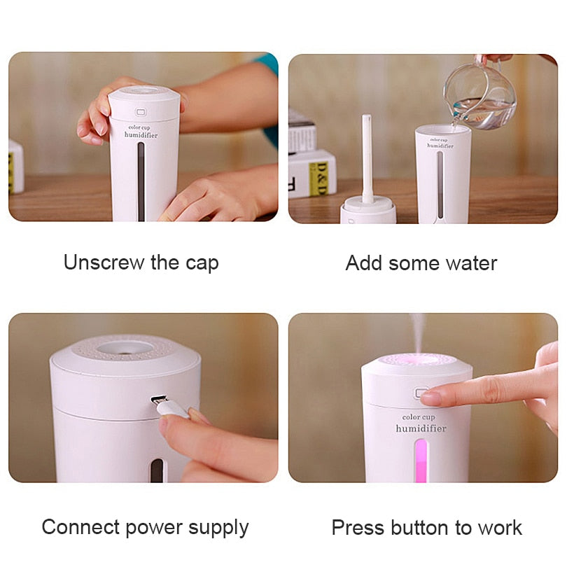 Air humidifier with 7 colour LED