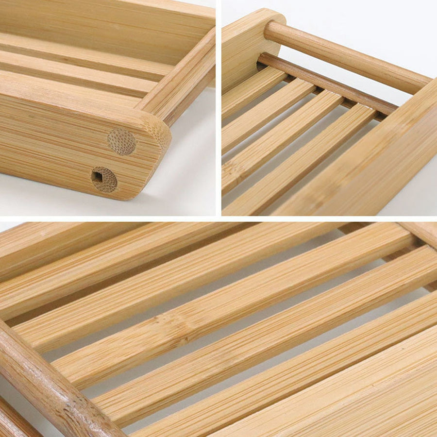 Wooden Natural Bamboo Soap Dishes Tray Holder Storage